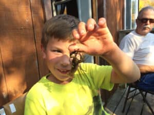catching crayfish on a fishing trip in Ontario Canada