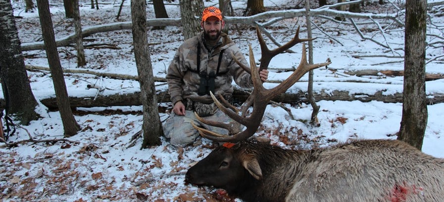2014 michigan elk hunt - Jarrod Erdody with his 6x6 elk